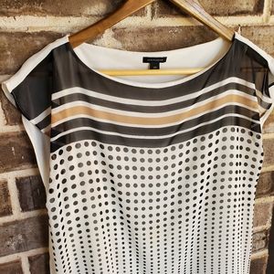 EUC Ann Taylor Dot Stripe Print Top XS